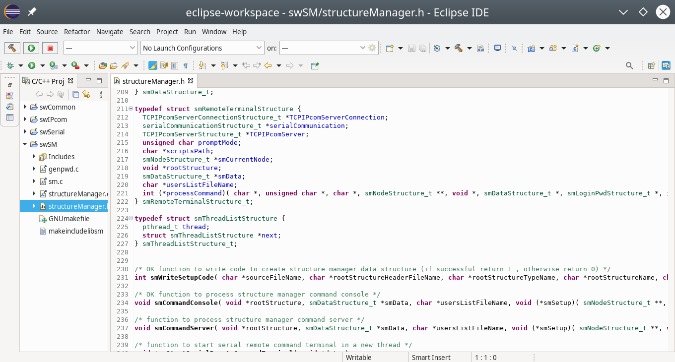 Structure manager software in a Eclipse IDE
